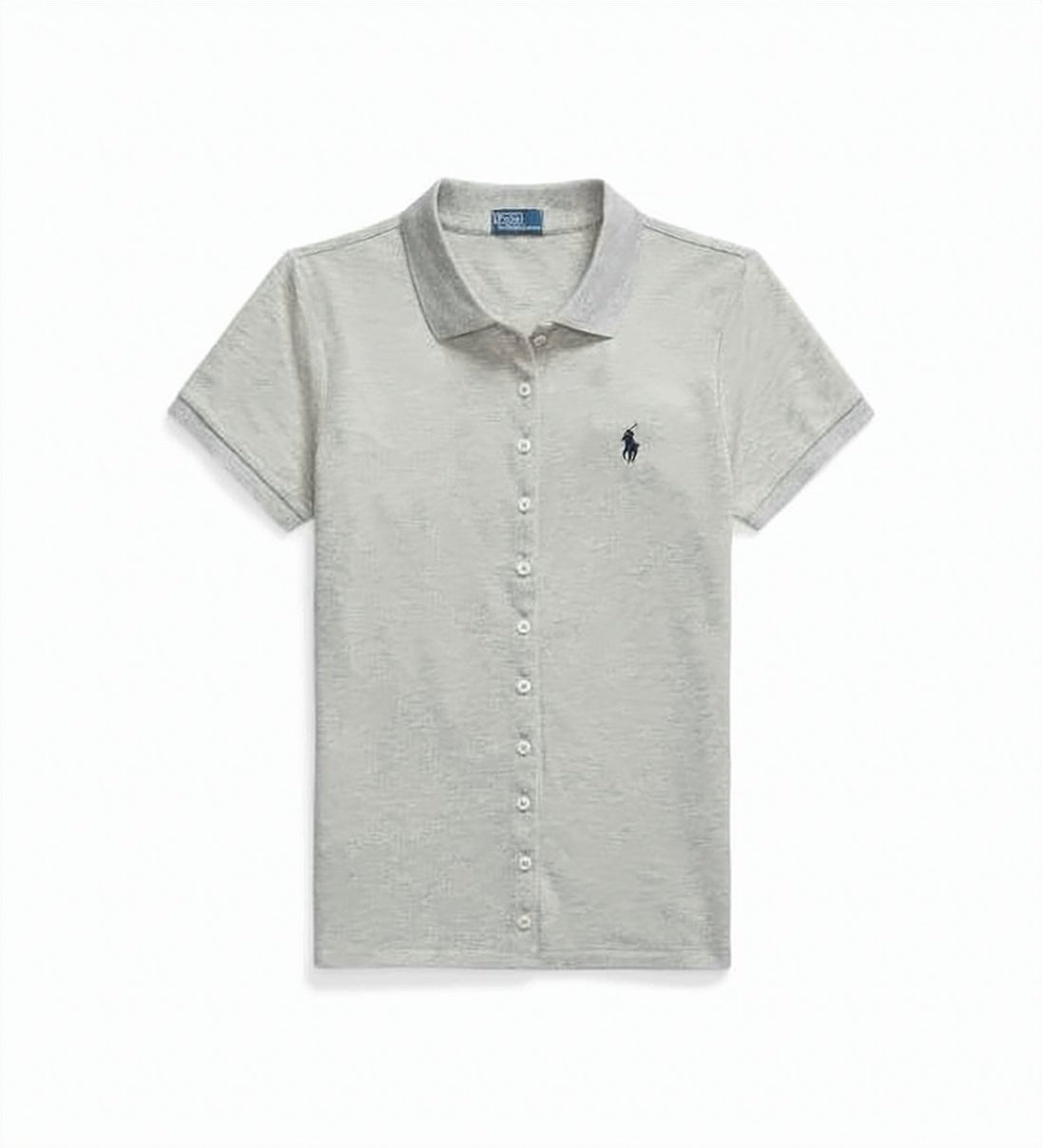 White Fitted Long-Sleeve Polo Collar Cardigan