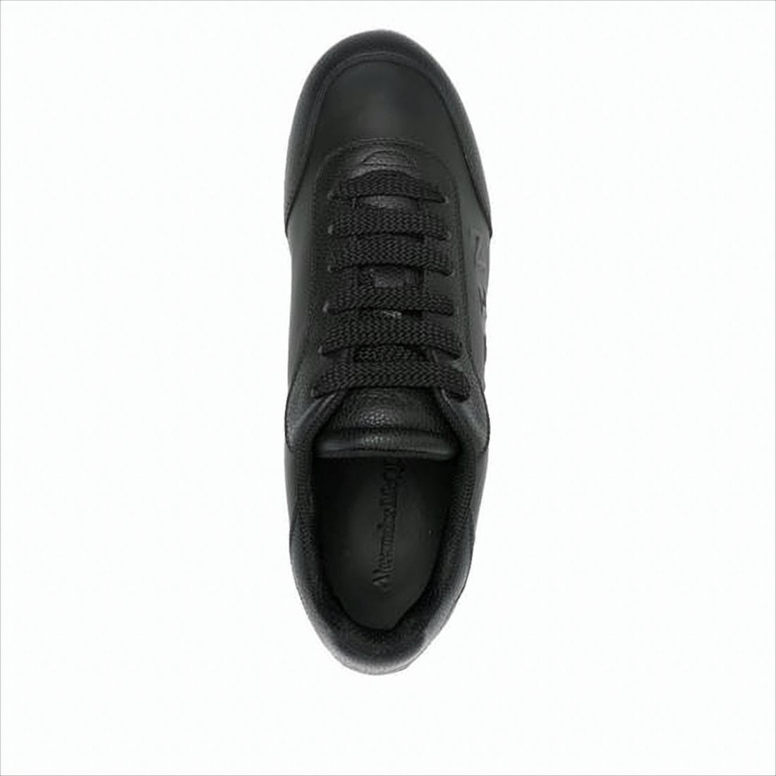 Sole Black Leather Sneakers with Embossed Branding