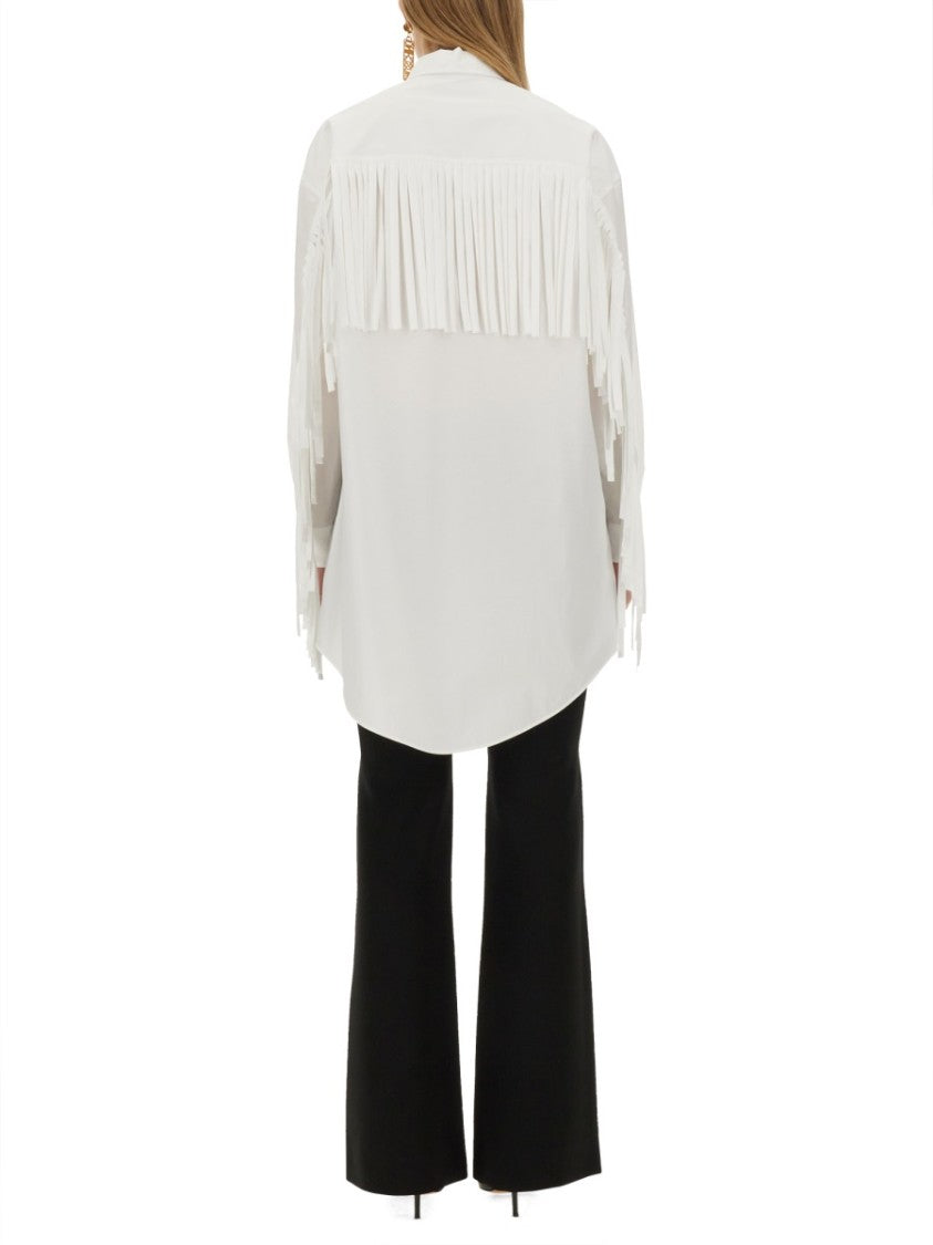 Fringe-Detail Poplin Shirt With Classic Collar