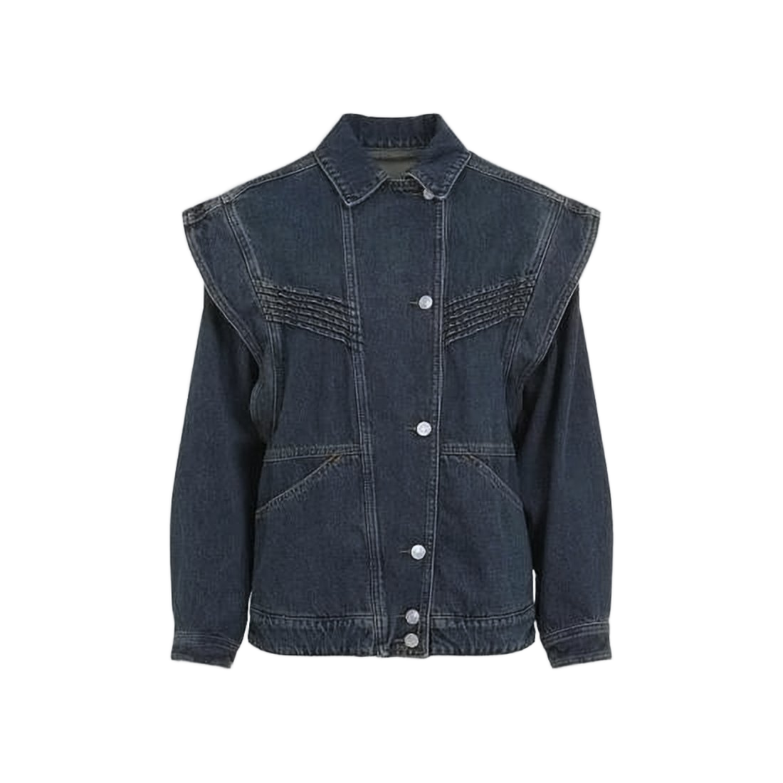 Structured Denim Jacket with Pronounced Shoulder Detailing
