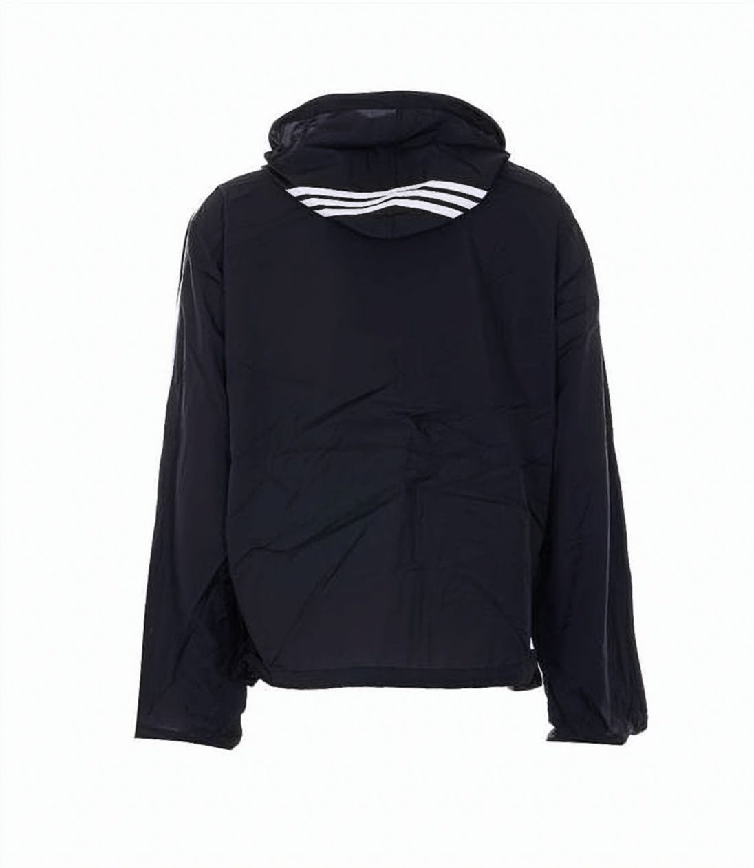 Black Jacket with Hood and Signature Stripes