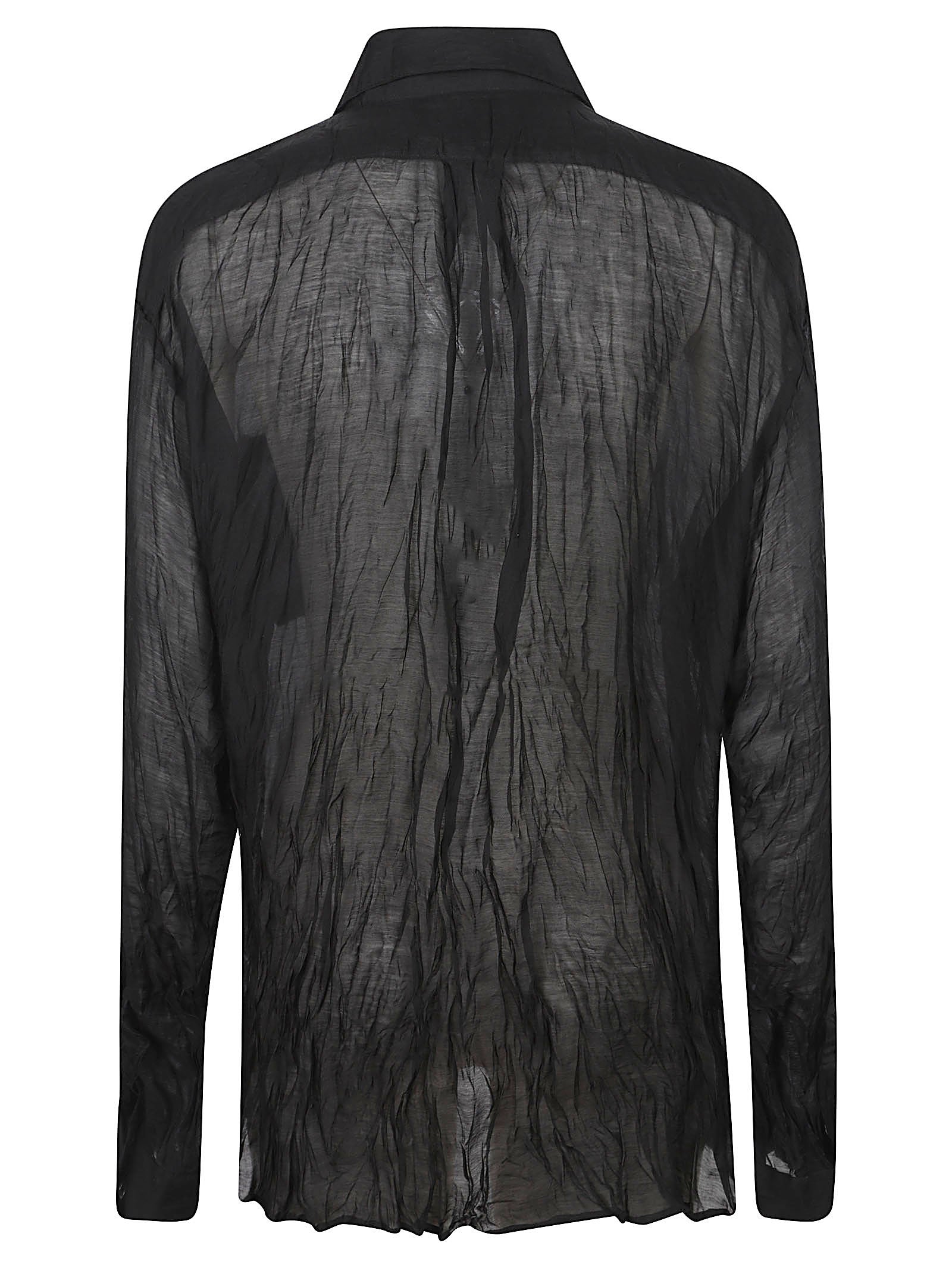 Translucent Crinkled Black Shirt
