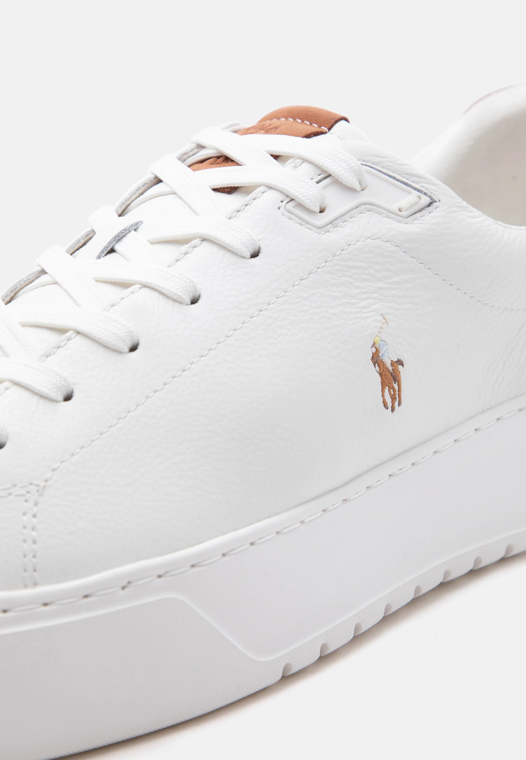 White Leather Low-Top Sneakers with Embroidered Logo
